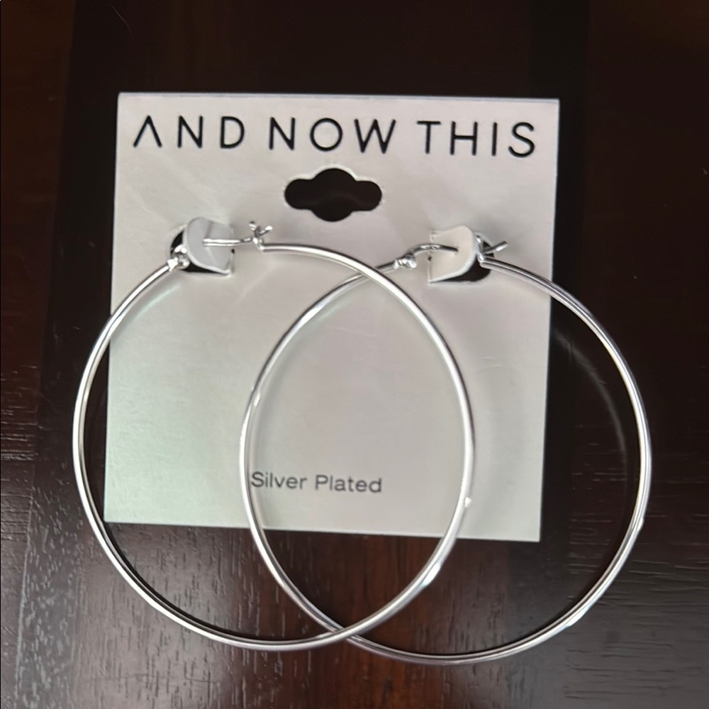 AND NOW THIS Silver plated  Hoop Earrings Sleek Design